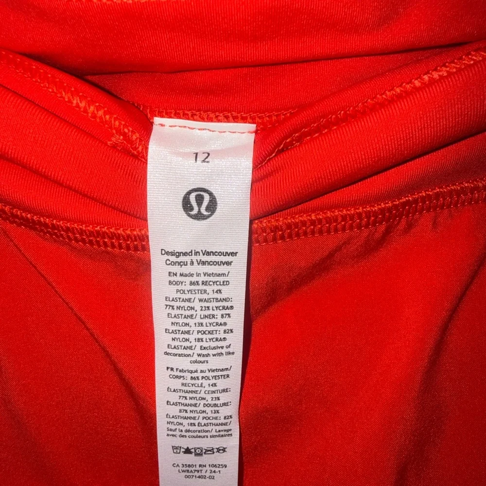 NWT Lululemon Pace Rival Mid-Rise Skirt in Hot Heat, Size 12. - Picture 10 of 10